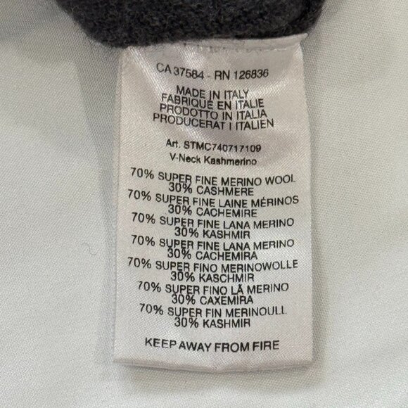 J. Lindeberg Sweater Large Gray Merino Wool Cashmere Pullover Golf Made in Italy - Picture 10 of 11